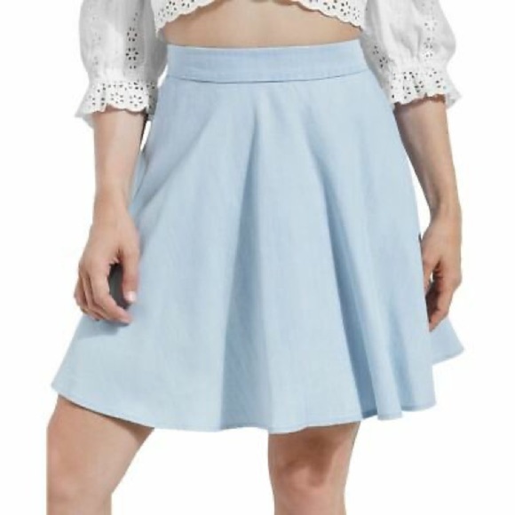 New GUESS Heidi Blue Circle Skirt SZ L - Picture 1 of 2